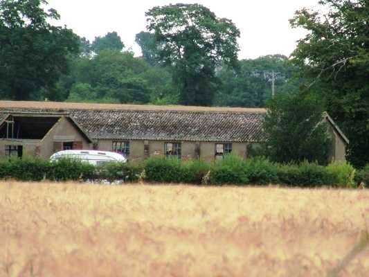 old airfield buildings at the site of RAF Dunholme Lodge, photographed in Feb 2005.
