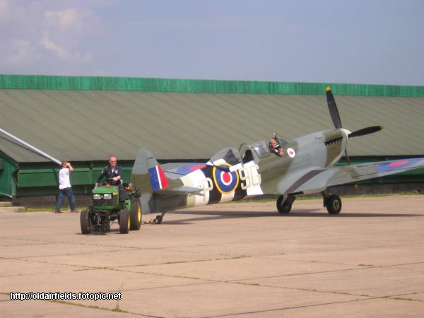 Spitfire being towed back to its hangar following a display
