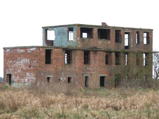 RAF Wigsley's derelict control tower. Photographed in Mar 2005.